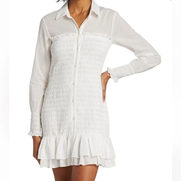 Veronica Beard NWT Kelsey Long Sleeve Cotton Shirtdress In White Size 8 - Picture 6 of 10